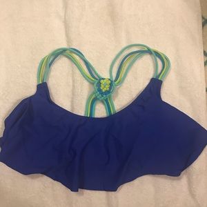 Blue Flowy Bikini Top